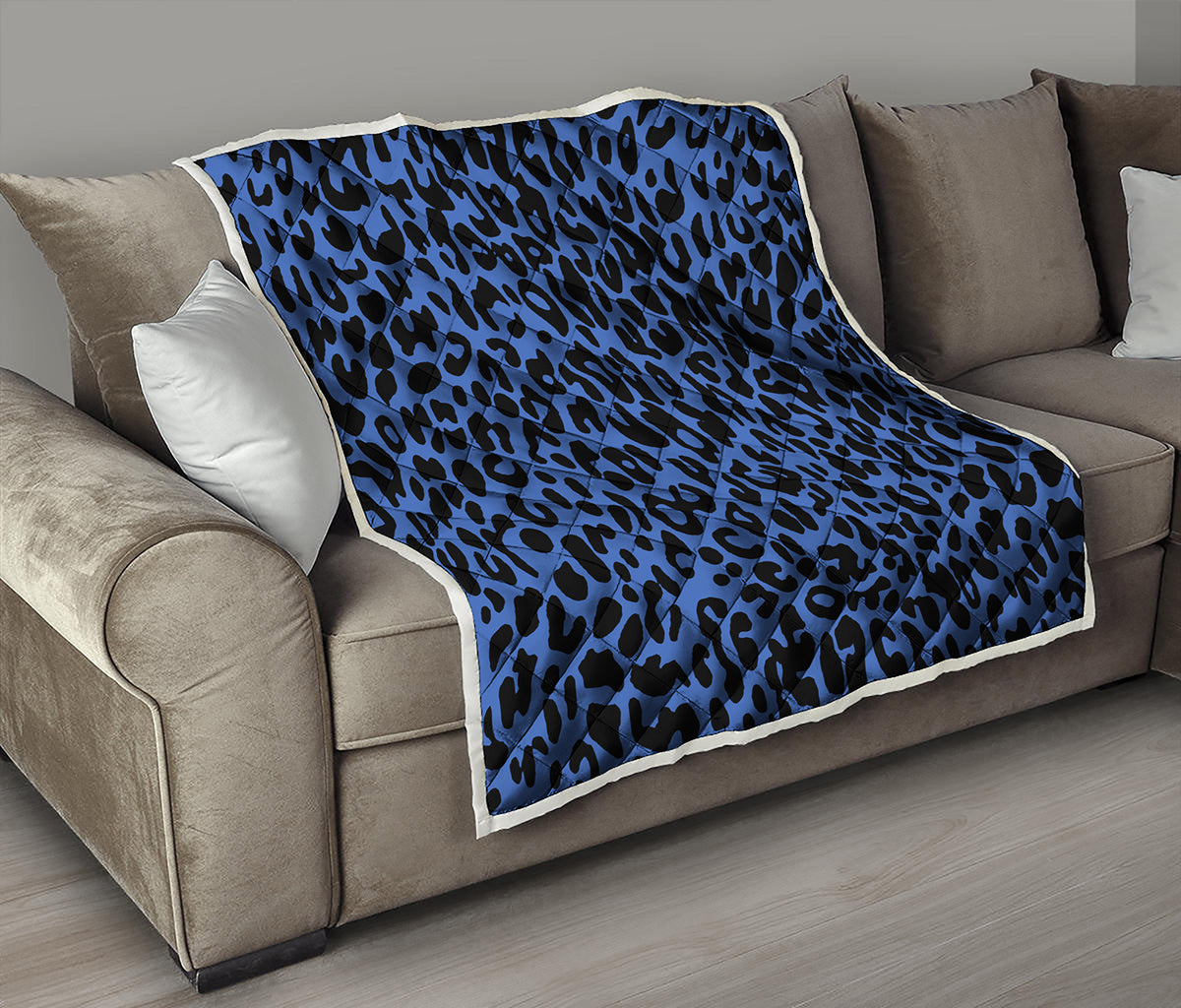 Blue Leopard Print Quilt