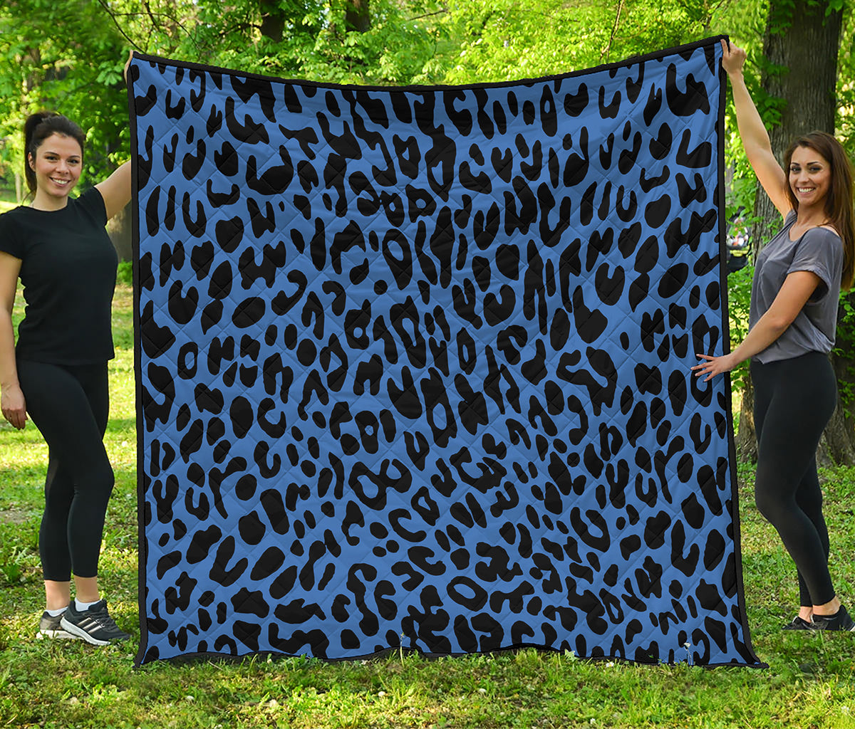Blue Leopard Print Quilt