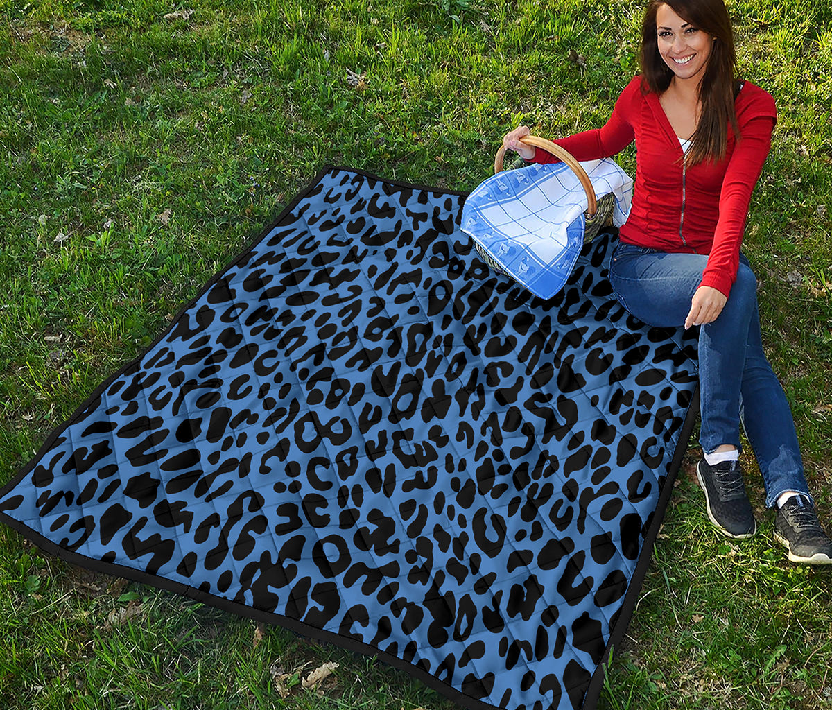 Blue Leopard Print Quilt