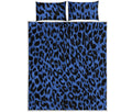 Blue Leopard Print Quilt Bed Set