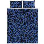 Blue Leopard Print Quilt Bed Set