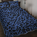 Blue Leopard Print Quilt Bed Set