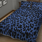 Blue Leopard Print Quilt Bed Set