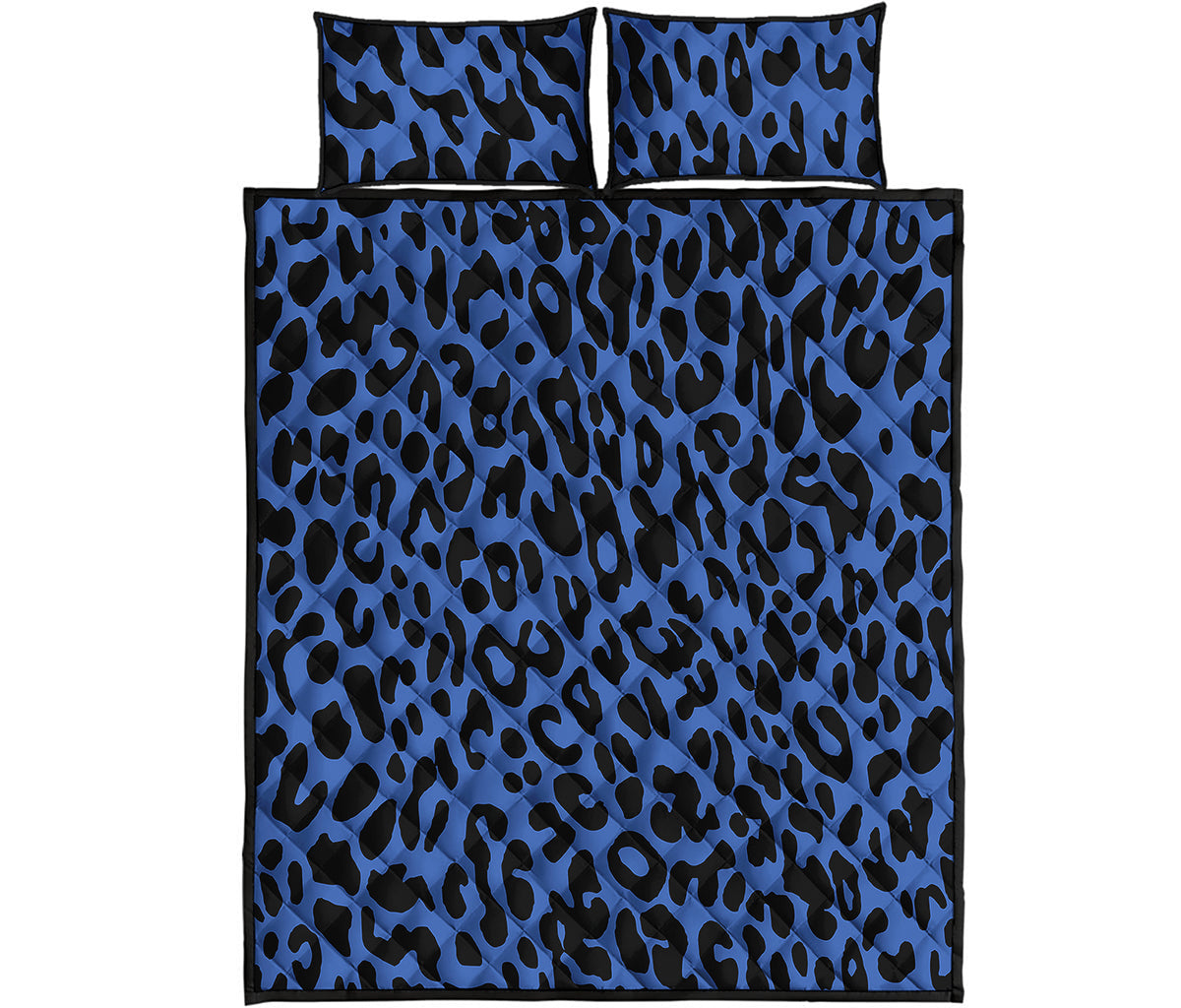 Blue Leopard Print Quilt Bed Set