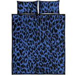 Blue Leopard Print Quilt Bed Set