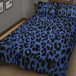 Blue Leopard Print Quilt Bed Set