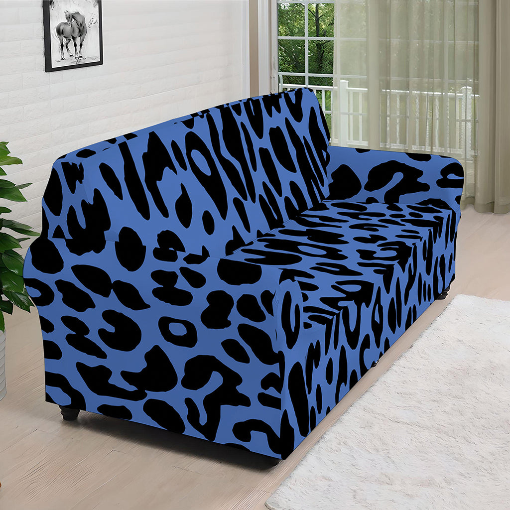 Blue Leopard Print Sofa Cover