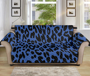 Blue Leopard Print Sofa Protector