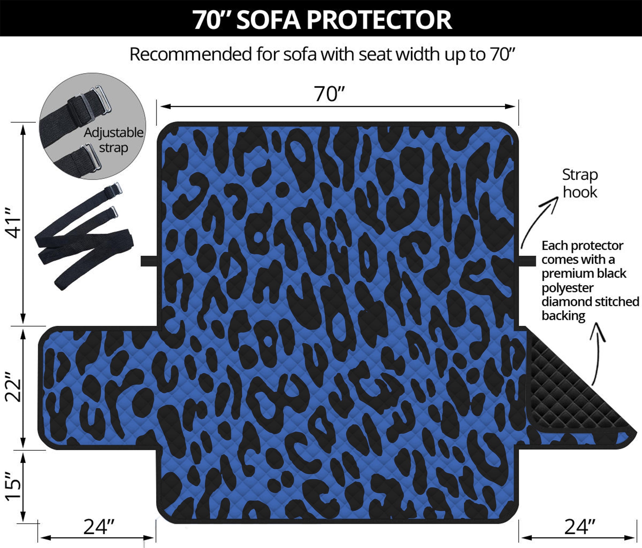 Blue Leopard Print Sofa Protector