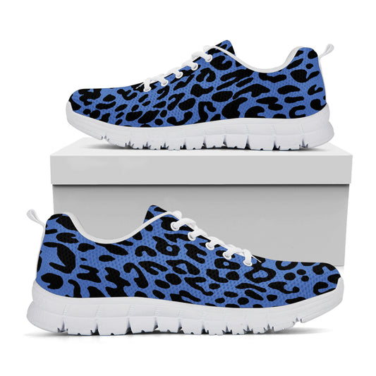 Blue Leopard Print White Sneakers