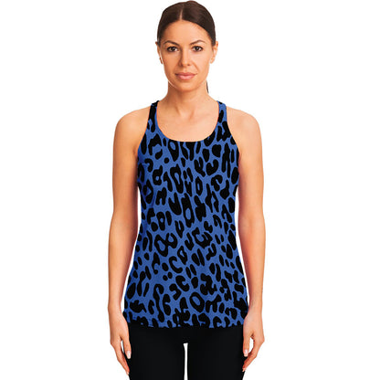 Blue Leopard Print Women's Racerback Tank Top