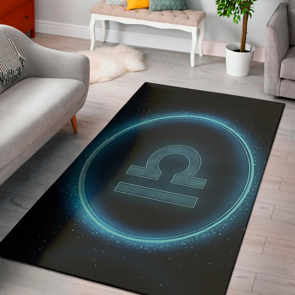 Blue Libra Zodiac Sign Print Area Rug