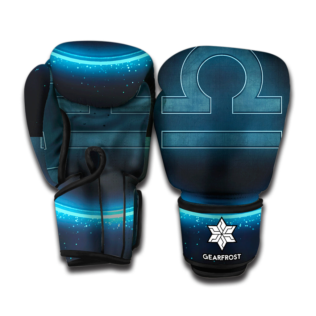 Blue Libra Zodiac Sign Print Boxing Gloves