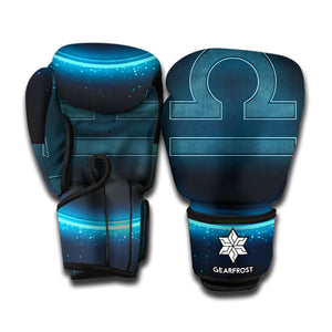 Blue Libra Zodiac Sign Print Boxing Gloves