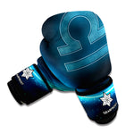 Blue Libra Zodiac Sign Print Boxing Gloves