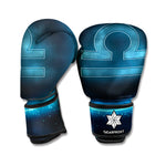 Blue Libra Zodiac Sign Print Boxing Gloves