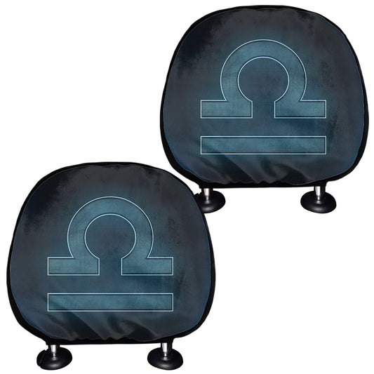 Blue Libra Zodiac Sign Print Car Headrest Covers