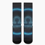 Blue Libra Zodiac Sign Print Crew Socks