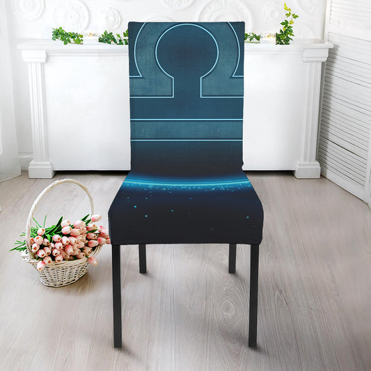 Blue Libra Zodiac Sign Print Dining Chair Slipcover