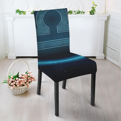 Blue Libra Zodiac Sign Print Dining Chair Slipcover