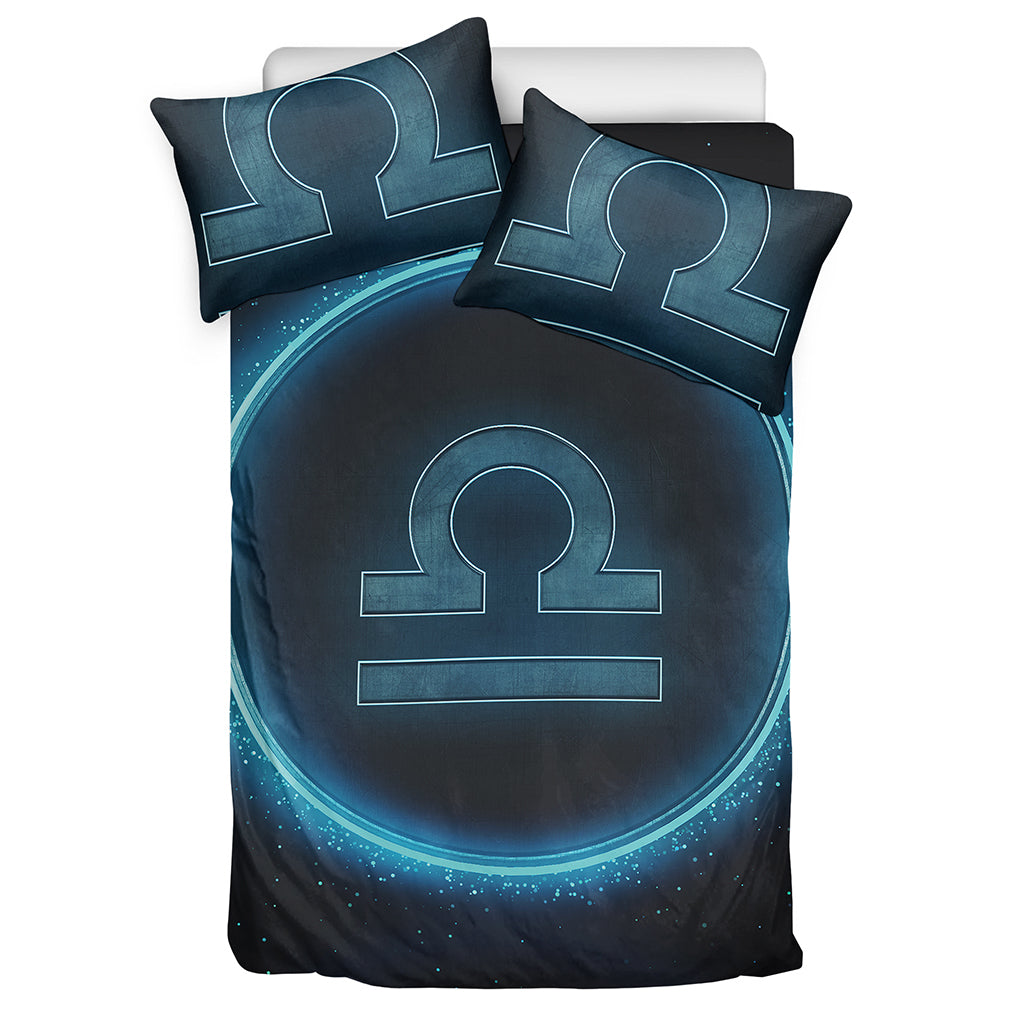 Blue Libra Zodiac Sign Print Duvet Cover Bedding Set