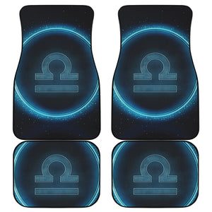 Blue Libra Zodiac Sign Print Front and Back Car Floor Mats