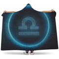 Blue Libra Zodiac Sign Print Hooded Blanket