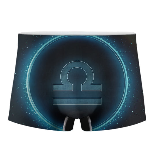 Blue Libra Zodiac Sign Print Men's Boxer Briefs
