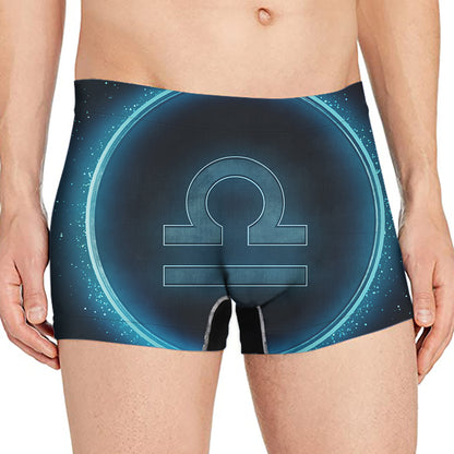Blue Libra Zodiac Sign Print Men's Boxer Briefs