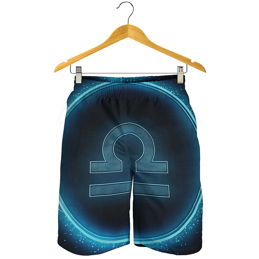Blue Libra Zodiac Sign Print Men's Shorts