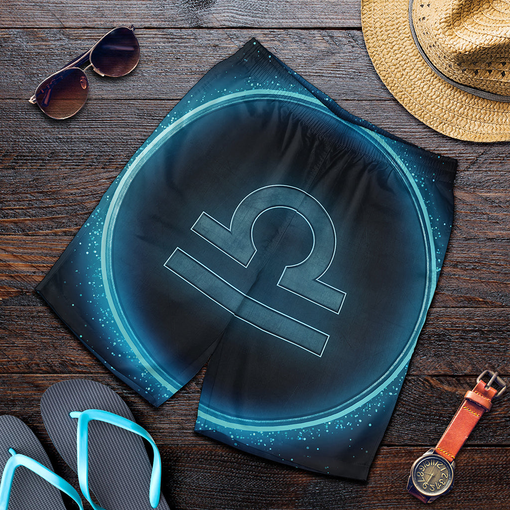 Blue Libra Zodiac Sign Print Men's Shorts