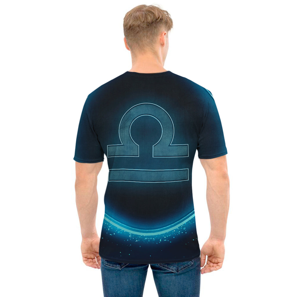Blue Libra Zodiac Sign Print Men's T-Shirt