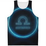 Blue Libra Zodiac Sign Print Men's Tank Top
