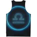 Blue Libra Zodiac Sign Print Men's Tank Top