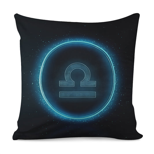 Blue Libra Zodiac Sign Print Pillow Cover
