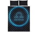 Blue Libra Zodiac Sign Print Quilt Bed Set