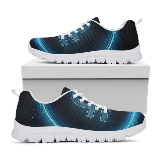 Blue Libra Zodiac Sign Print White Sneakers