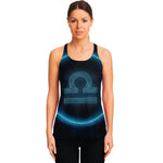 Blue Libra Zodiac Sign Print Women's Racerback Tank Top