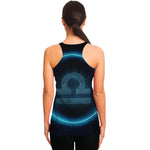 Blue Libra Zodiac Sign Print Women's Racerback Tank Top