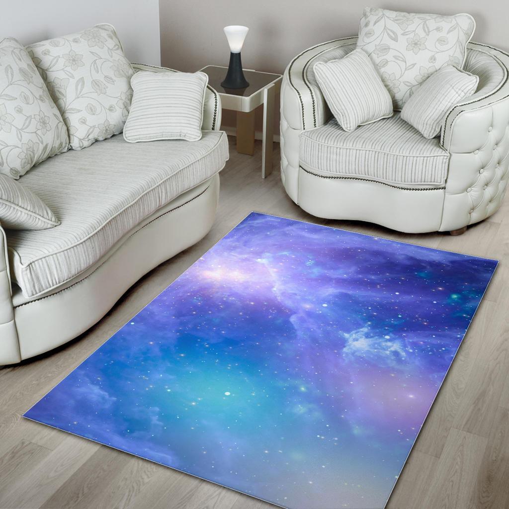 Blue Light Nebula Galaxy Space Print Area Rug GearFrost