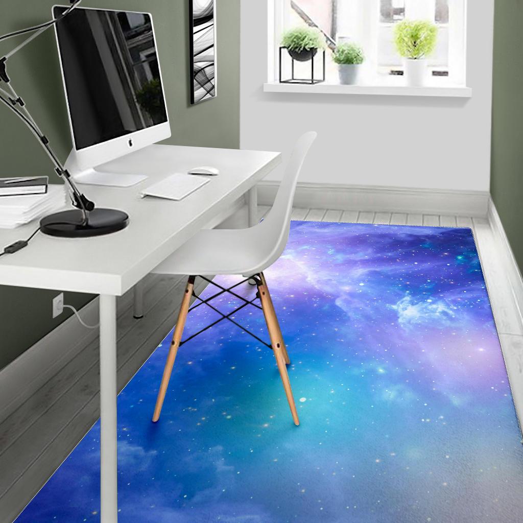 Blue Light Nebula Galaxy Space Print Area Rug GearFrost