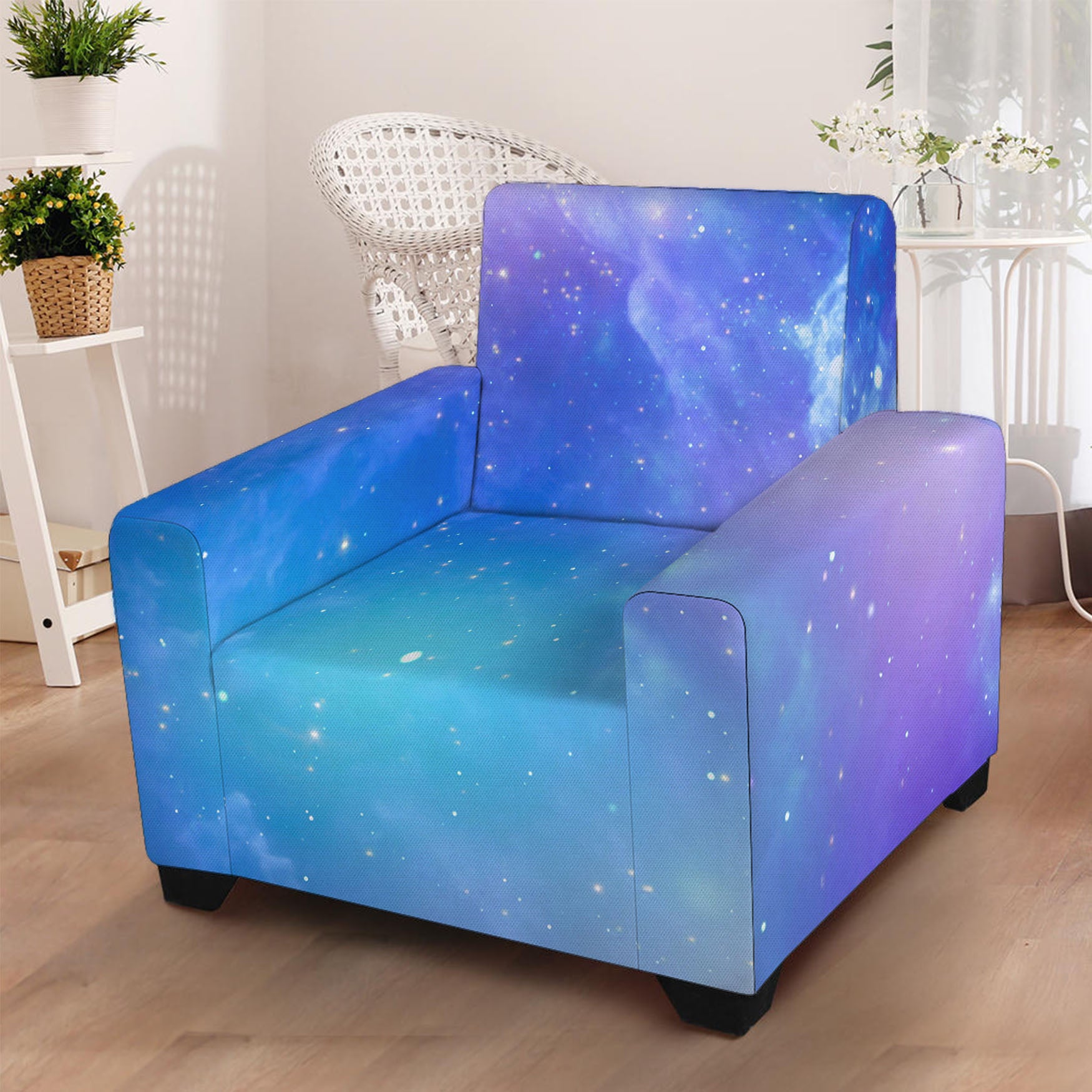 Blue Light Nebula Galaxy Space Print Armchair Slipcover