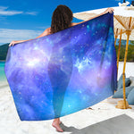 Blue Light Nebula Galaxy Space Print Beach Sarong Wrap
