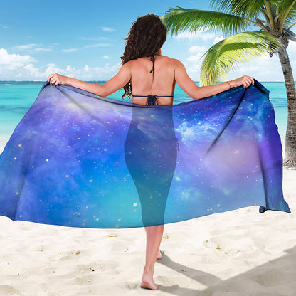 Blue Light Nebula Galaxy Space Print Beach Sarong Wrap