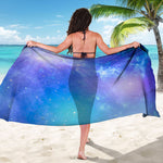 Blue Light Nebula Galaxy Space Print Beach Sarong Wrap