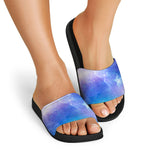 Blue Light Nebula Galaxy Space Print Black Slide Sandals