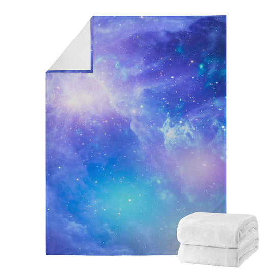 Blue Light Nebula Galaxy Space Print Blanket
