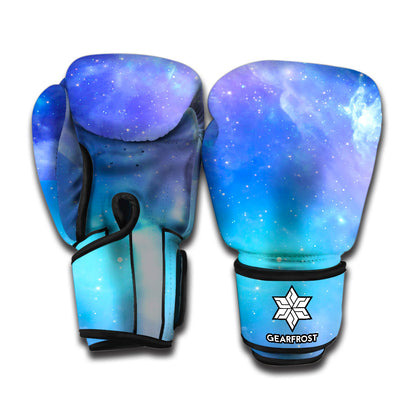 Blue Light Nebula Galaxy Space Print Boxing Gloves