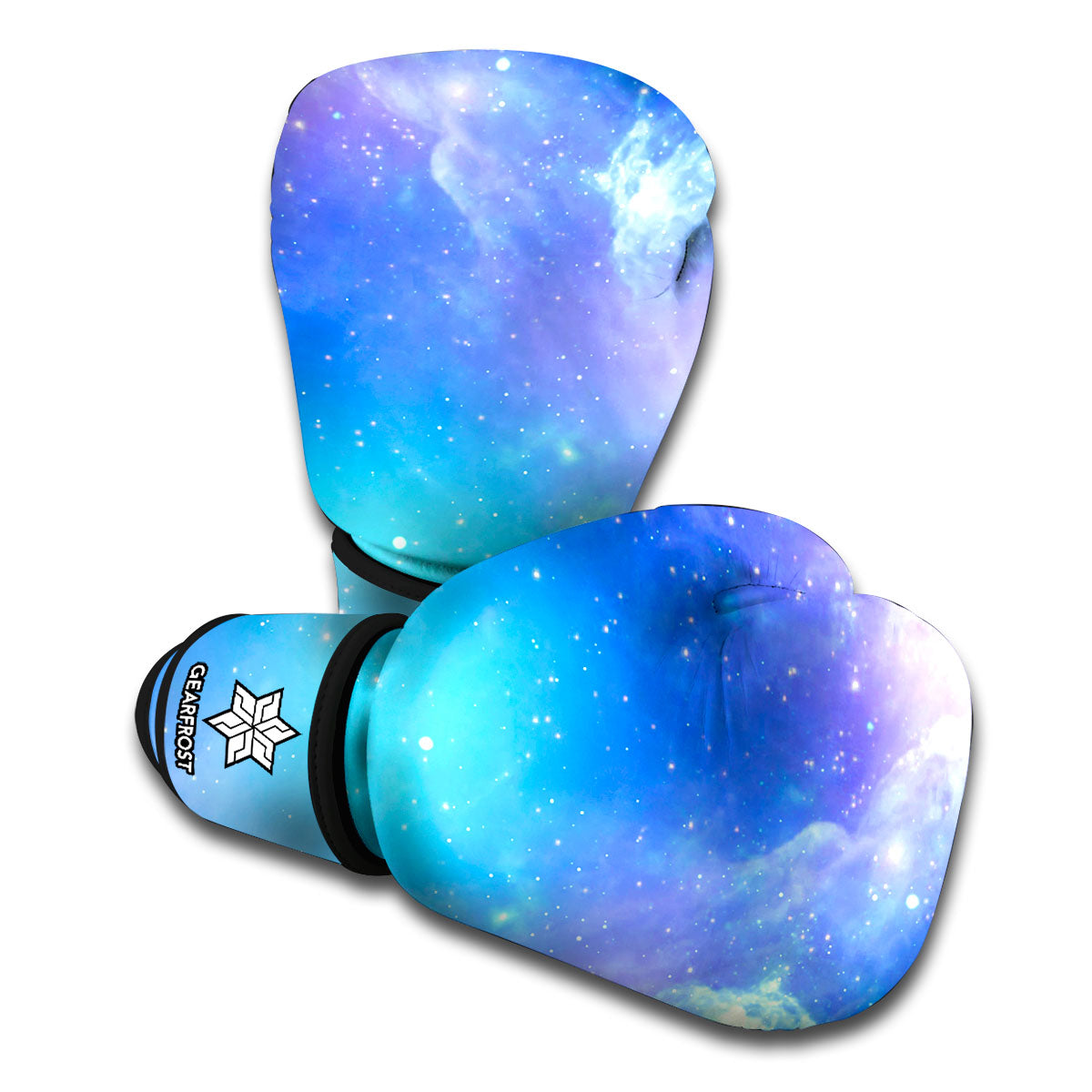 Blue Light Nebula Galaxy Space Print Boxing Gloves