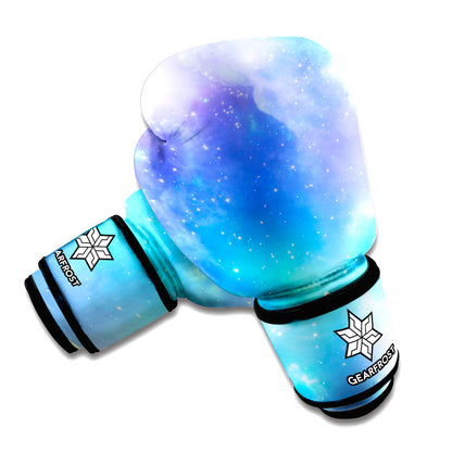Blue Light Nebula Galaxy Space Print Boxing Gloves